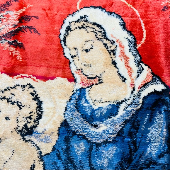 Vintage Mary baby Jesus velour large pillow tapestry fabric panel craft god - Picture 16 of 16
